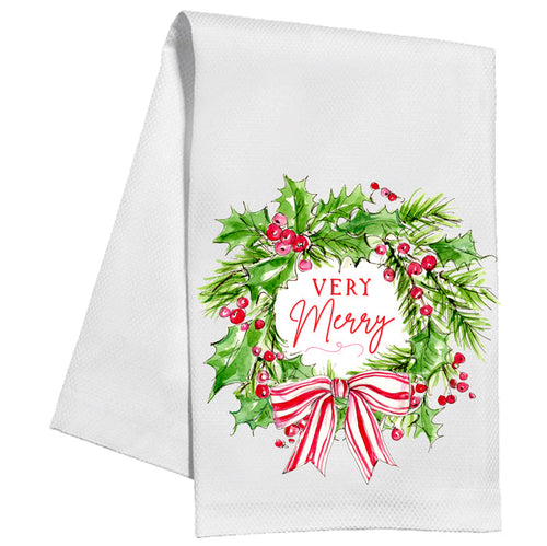 Very Merry Wreath Kitchen Towel