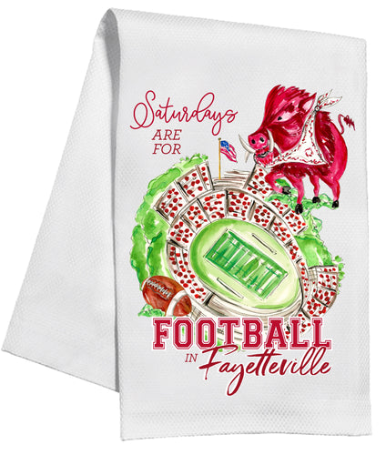 "Saturdays are for football in Fayetteville" Kitchen Towel