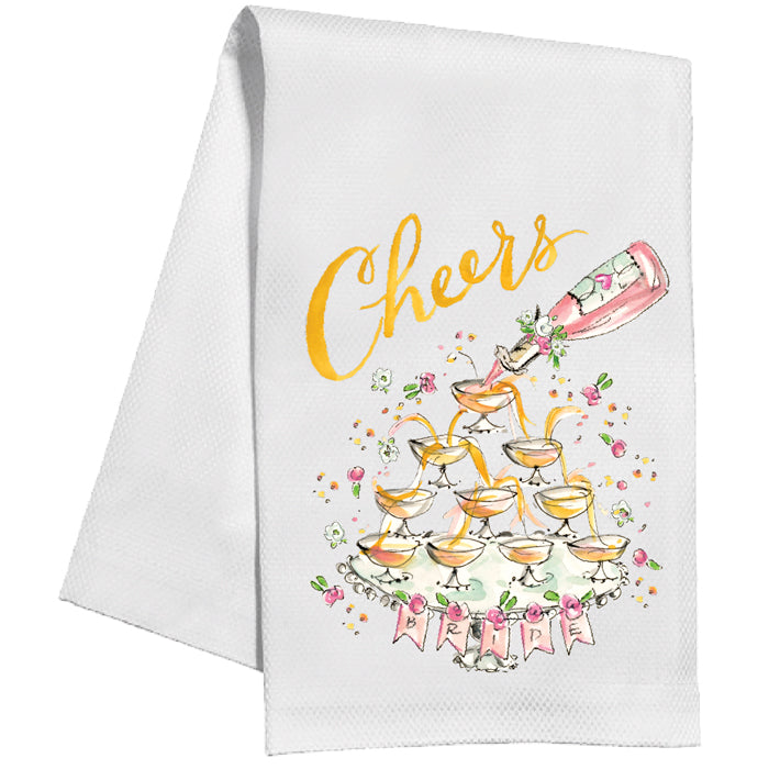 Hand Painted Cheers Champagne Tower Kitchen Towel