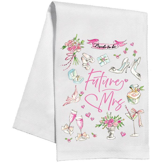 Hand Painted Future Mrs. Bridal Icons Kitchen Towel
