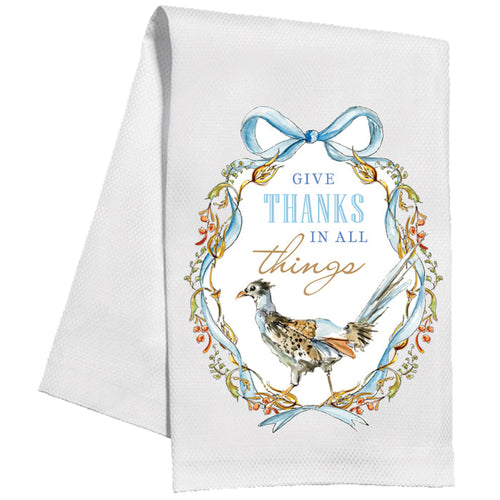 Autumn Feast Give Thanks  Pheasant Kitchen Towel