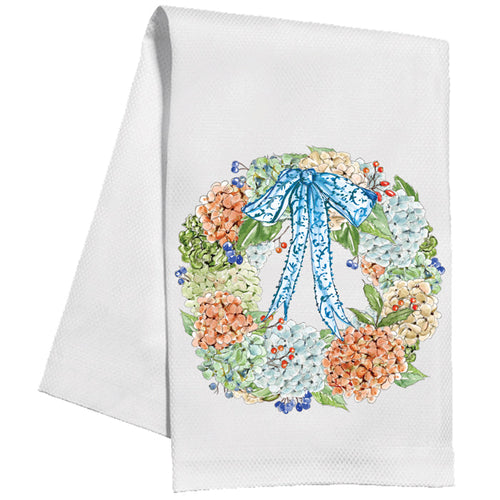 Autumn Feast Hydrangea Wreath Kitchen Towel