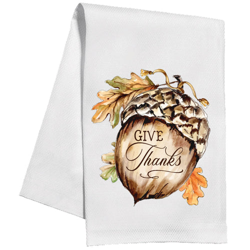 Festive Acorn Give Thanks Kitchen Towel