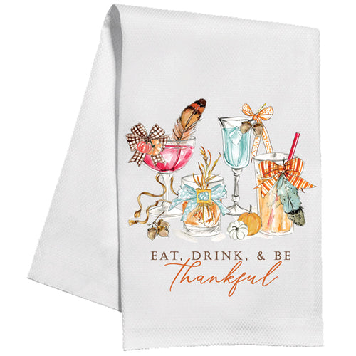 Festive Thanksgiving Drinks Kitchen Towel