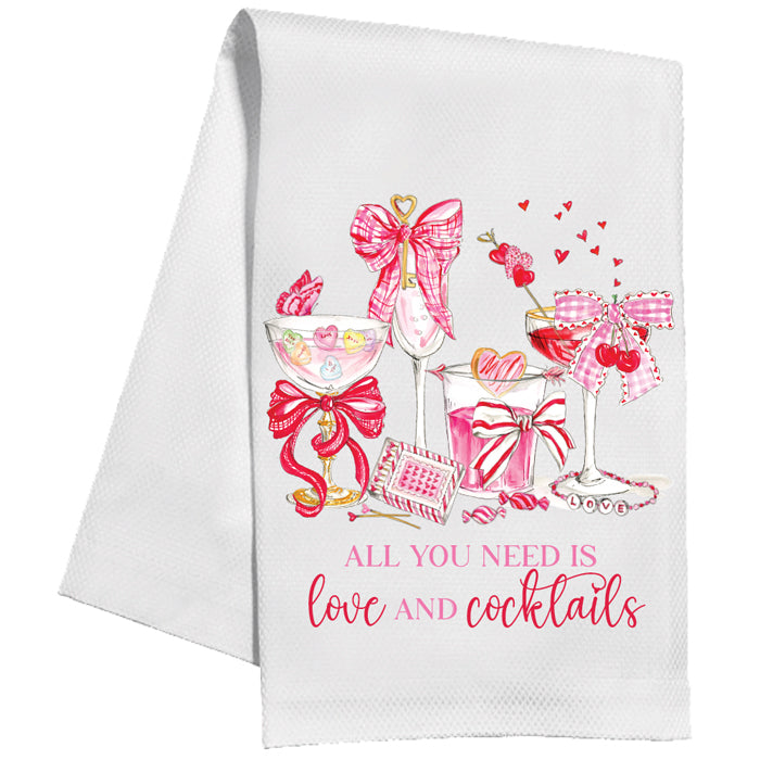 All You Need Is Love Cocktails Valentines Kitchen Towel