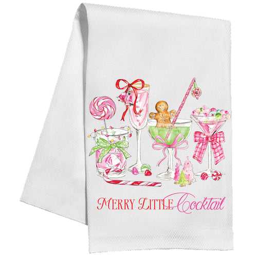 Merry Little Cocktail Pink Christmas Candy Kitchen Towel