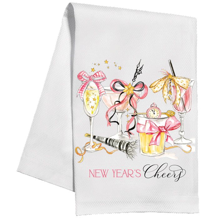 New Year's Cheers New Year Cocktails Kitchen Towel