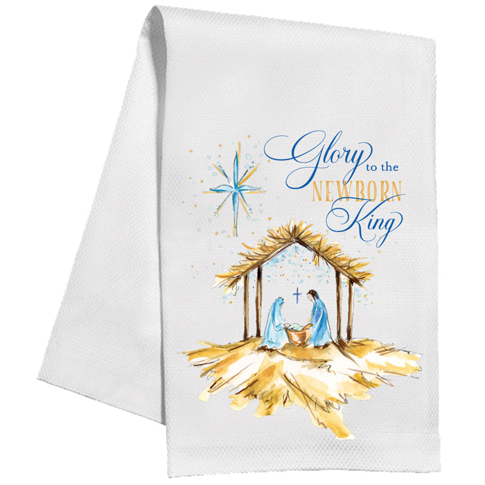 Handpainted Nativity Glory To The Newbord King Kitchen Towel