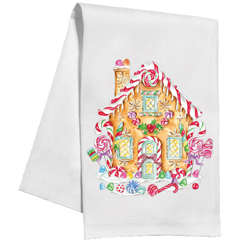 Pink Christmas Gingerbread Candy House Kitchen Towel