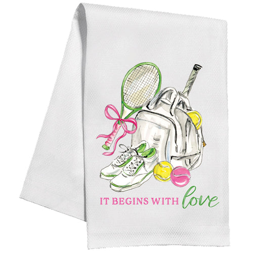 It Begins With Love Tennis Equipment Kitchen Towel