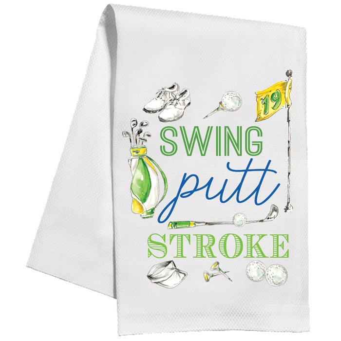 Swing Putt Stroke Green White Golf Icons Kitchen Towel