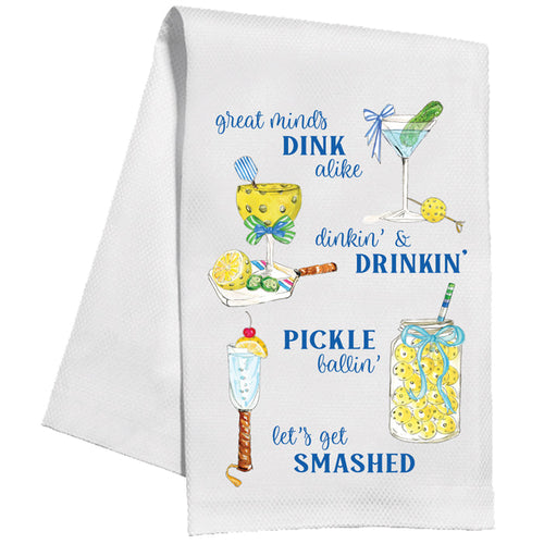 Pickleball Cocktails Sayings Great Minds Dink Kitchen Towel