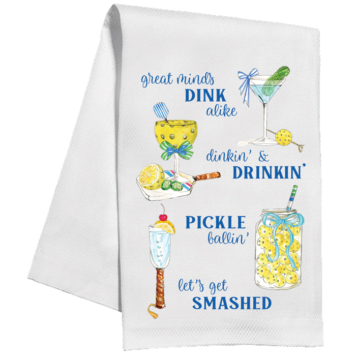 Pickleball Cocktails Sayings Great Minds Dink Kitchen Towel