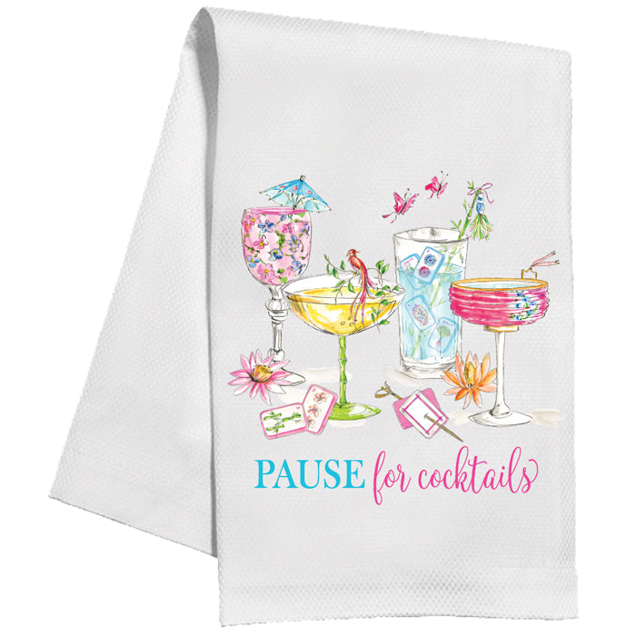 Cocktails Pause For Cocktails Mahjong Kitchen Towel