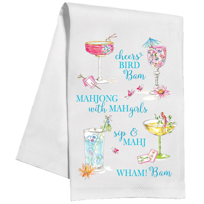 RosanneBeck Collections Mahjong Cocktail Sayings Kitchen Towel