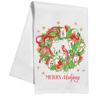 Merry Mahjong Wreath Kitchen Towel