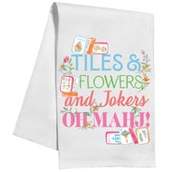 Tiles & Flowers and Jokers Mahjong Kitchen Towel