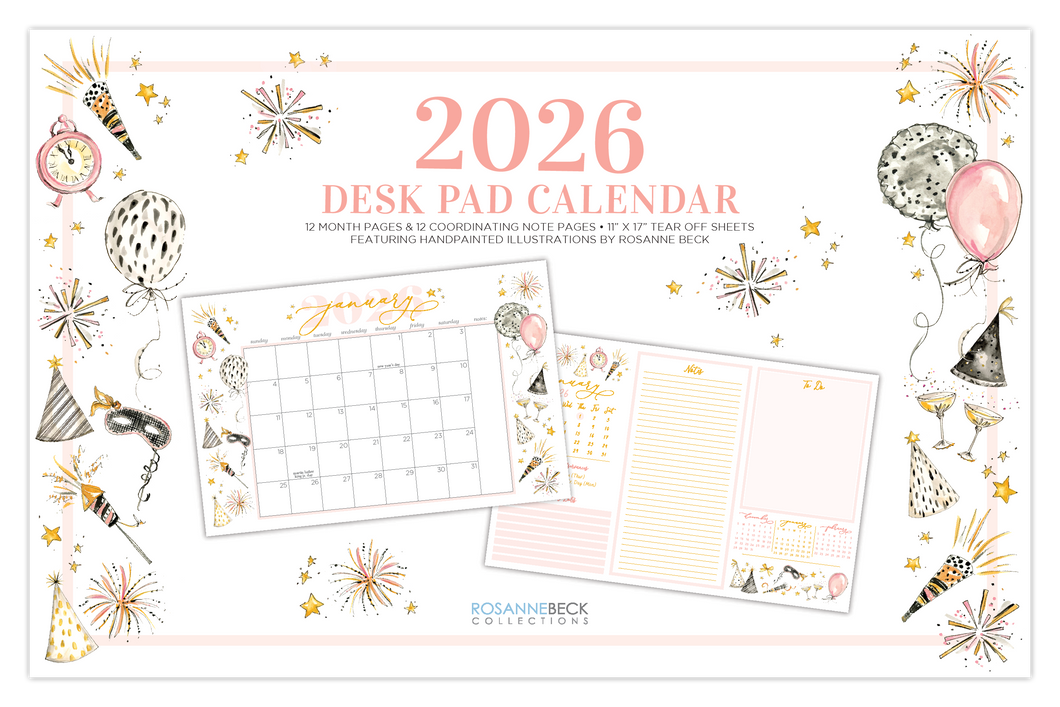2026 Desk Pad Calendar  |  Water Color Icons