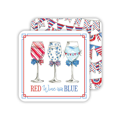 Red Wine & Blue Patriotic Paper Coasters