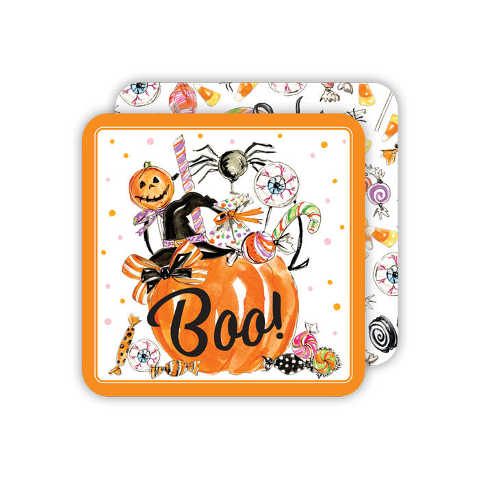 Halloween Candy Pumpkin Paper Coasters