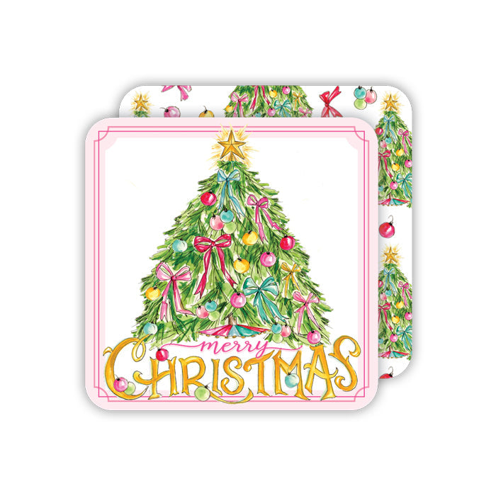 Merry Christmas Tree Bows Coasters