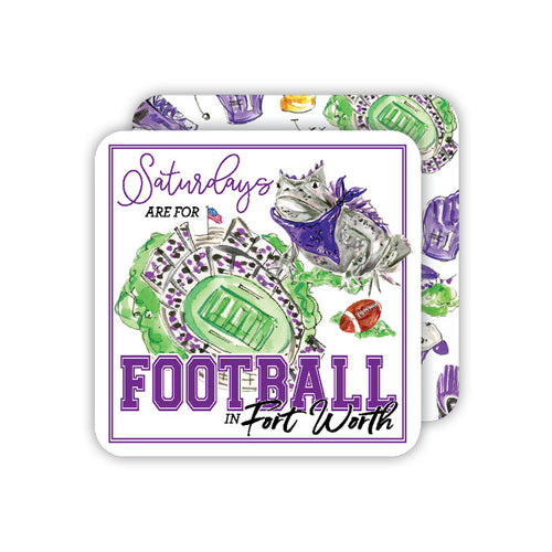 "Saturdays are for football in Fort Worth" Paper Coasters