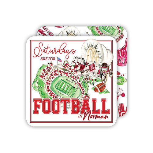 "Saturdays are for football in Norman" Paper Coasters
