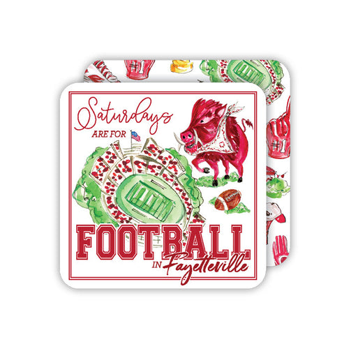 "Saturdays are for football in Fayetteville" Paper Coasters