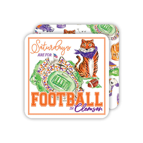 "Saturdays are for football in Clemson" Paper Coasters