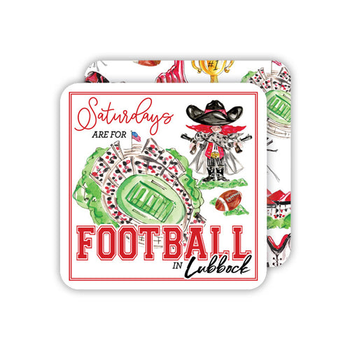 "Saturdays are for Football in Lubbock" Paper Coasters