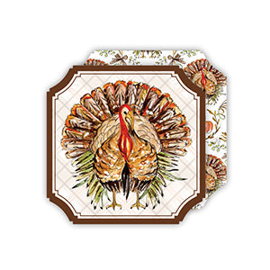 Festive Turkey and Gourds Square Coasters