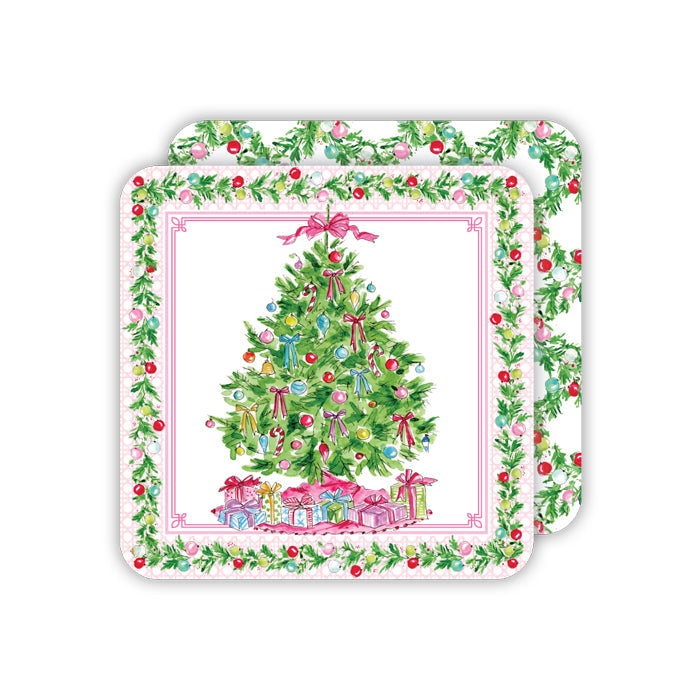 Christmas Tree with Colorful Ornaments Square Coasters