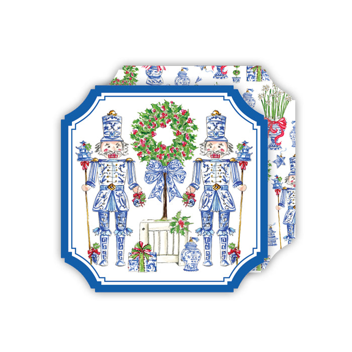 Chinoiserie Nutcrackers with Topiary Die-Cut Coasters