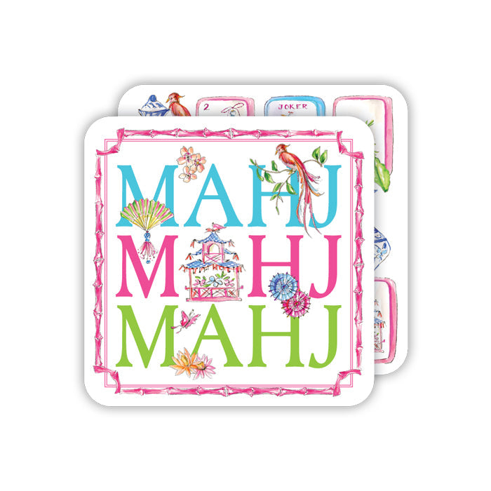 Crack Drink Bam Mahjong Icons Square Coasters - Thumbnail 2