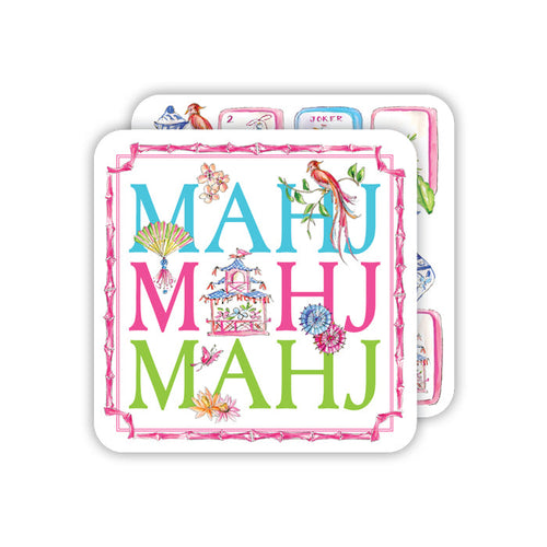 Mahj Mahj Mahj with Mahjong Icons Square Coasters