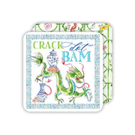 Crack Dot Bam Mahjong Dragon Blue Square Coaster