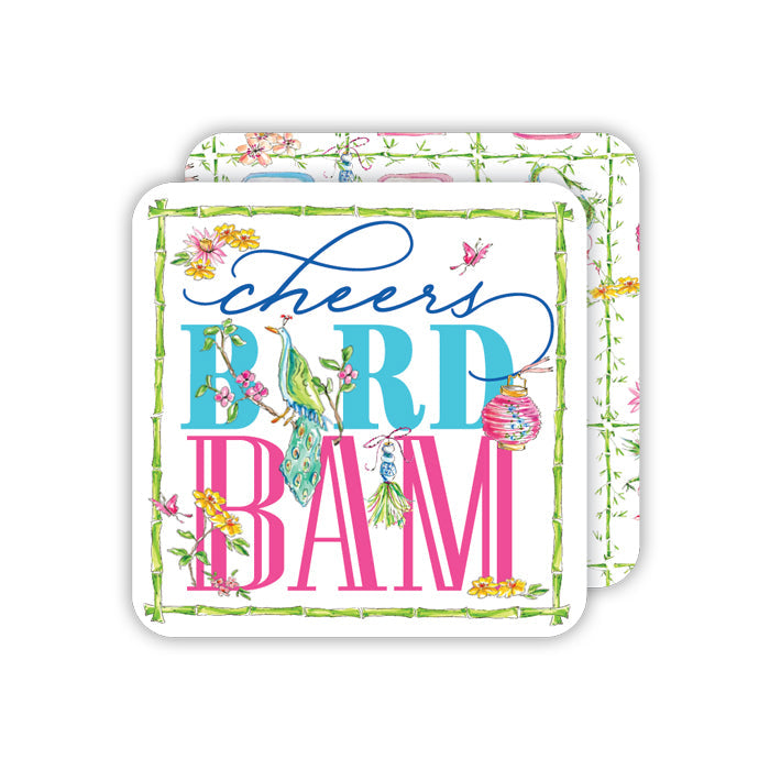 Cheers Bird Bam Green Bamboo Mahjong Square Coaster
