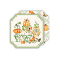 Green Chinoiserie Pumpkin Tower Die-Cut Coasters