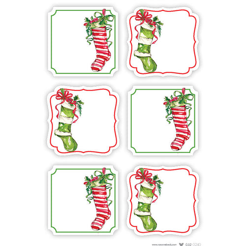 Red & Green Stockings Die-Cut Sticker Sheet