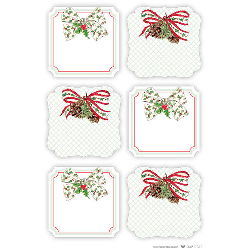 Red & Green Christmas Bows Die-Cut Sticker Sheet