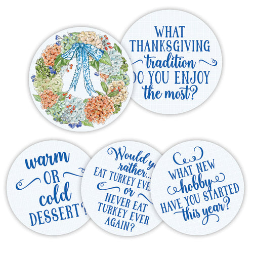 Autumn Feast Hydrangea Wreath Conversation Coasters
