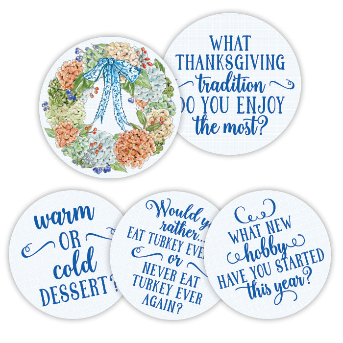 Autumn Feast Hydrangea Wreath Conversation Coasters