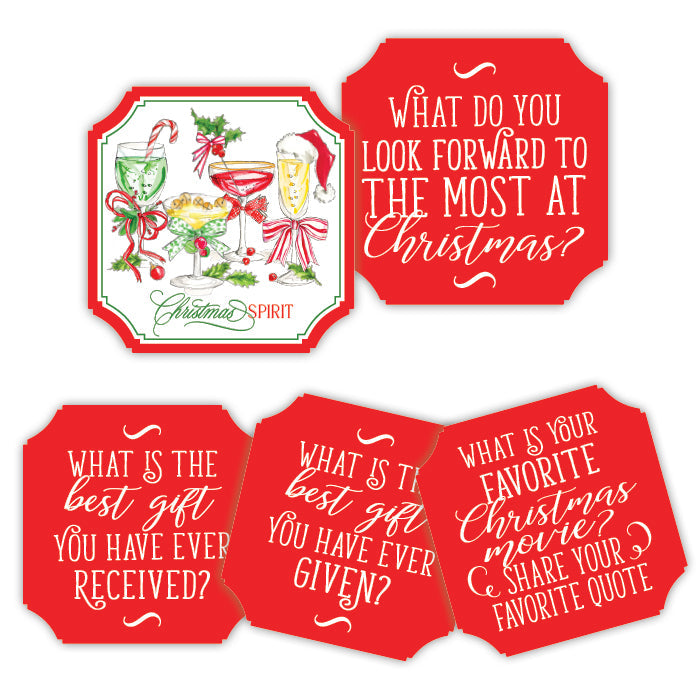 Christmas Spirits Cocktails Conversation Coasters
