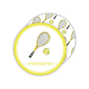 Tennis Racket And Ball Overserved Round Coaster
