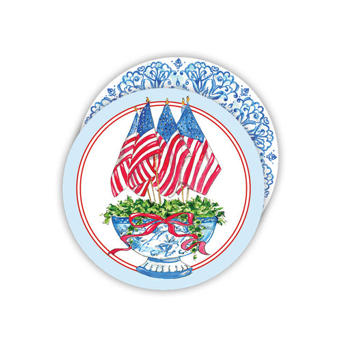 Patriotic Flag Urn Paper Coasters