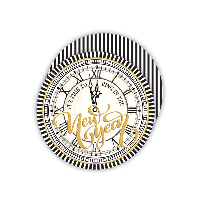Time to Ring in the New Year Clock Round Coasters