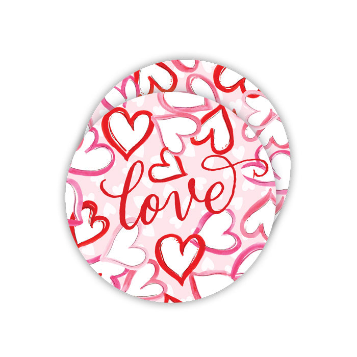 Hand Painted Red & Pink Hearts Round Coasters