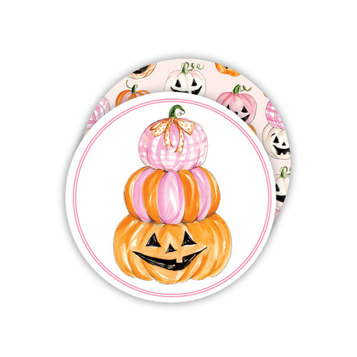 Pink Pumpkin Stack Paper Coasters