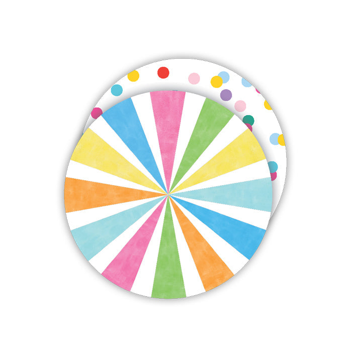 Colorful Pinwheel And Dots Round Coaster