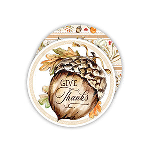Festive Give Thanks Acorn Round Coasters